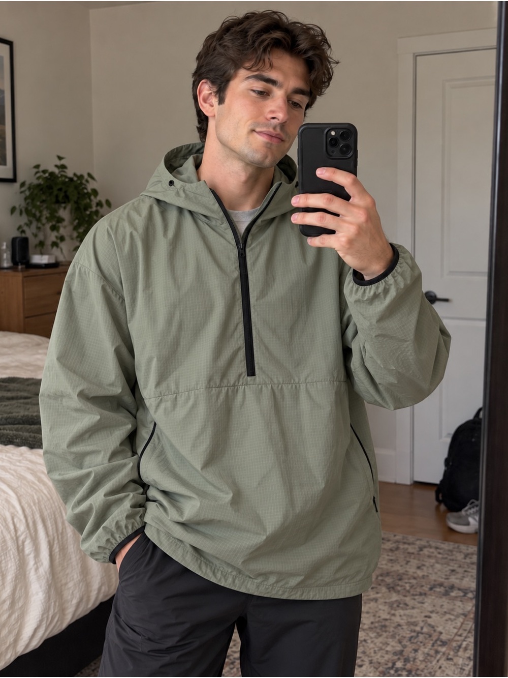 Lululemon Men’s XXL Green Windproof Water-Repellent Hooded Anorak Jacket